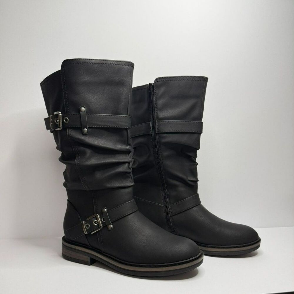 Black Mid Calf Riding Boots - 7
